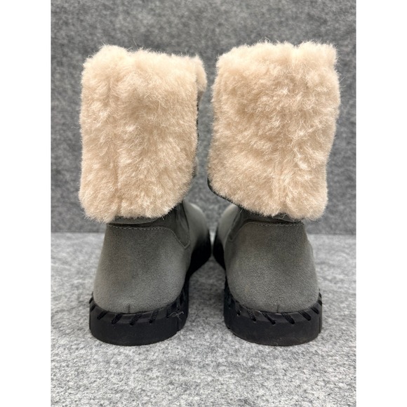 Muk Luks Womens Gray Suede Shearling Lined Winter Boots Size 7 - Picture 3 of 7